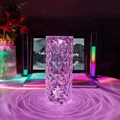 Crystal Rose Dimond 16 Colour RGB Charging Mode LED Night Lights - USB Remote Night Lamp
